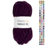 HobbyMia Velvet XL - Chenille Yarn for Crocheting - 100g / 74yds - (6) Super Bulky Yarn - Fluffy Yarn for Crochet - Crocheting Baby Blankets (14111 - Mulberry Wood, 1 Skein)