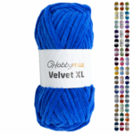 HobbyMia Velvet XL - Chenille Yarn for Crocheting - 100g / 74yds - (6) Super Bulky Yarn - Fluffy Yarn for Crochet - Crocheting Baby Blankets (14141 - French Blue, 1 Skein)