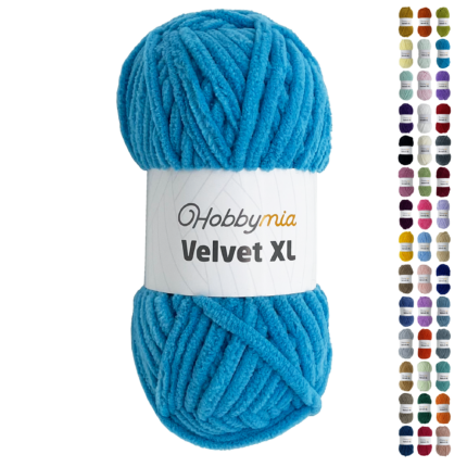 HobbyMia Velvet XL - Chenille Yarn for Crocheting - 100g / 74yds - (6) Super Bulky Yarn - Fluffy Yarn for Crochet - Crocheting Baby Blankets (1416 - Sky Blue, 1 Skein)