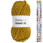 HobbyMia Velvet XL - Chenille Yarn for Crocheting - 100g / 74yds - (6) Super Bulky Yarn - Fluffy Yarn for Crochet - Crocheting Baby Blankets (142 - Mustard, 1 Skein)