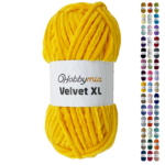 HobbyMia Velvet XL - Chenille Yarn for Crocheting - 100g / 74yds - (6) Super Bulky Yarn - Fluffy Yarn for Crochet - Crocheting Baby Blankets (14216 - Bee Yellow, 1 Skein)