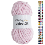 HobbyMia Velvet XL - Chenille Yarn for Crocheting - 100g / 74yds - (6) Super Bulky Yarn - Fluffy Yarn for Crochet - Crocheting Baby Blankets (1431 - Oyster Pink, 1 Skein)