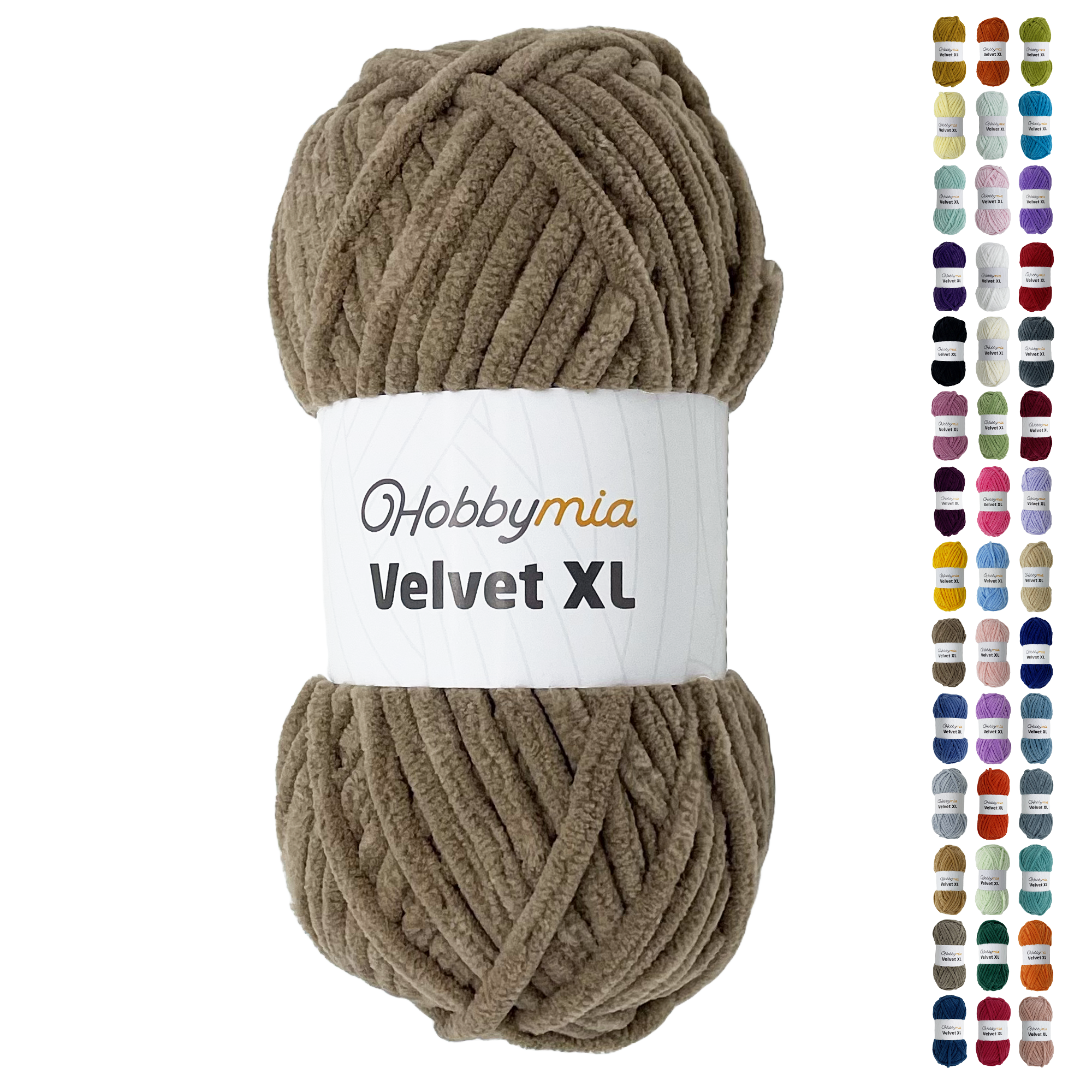 hobbymia-velvet-xl-1-14329-1.png HobbyMia Velvet XL - Chenille Yarn for Crocheting - 100g / 74yds - (6) Super Bulky Yarn - Fluffy Yarn for Crochet - Crocheting Baby Blankets (14329 - French Beige, 1 Skein) - Image 1