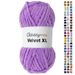HobbyMia Velvet XL - Chenille Yarn for Crocheting - 100g / 74yds - (6) Super Bulky Yarn - Fluffy Yarn for Crochet - Crocheting Baby Blankets (14378 - Light Orchid, 1 Skein)