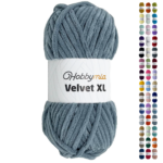 HobbyMia Velvet XL - Chenille Yarn for Crocheting - 100g / 74yds - (6) Super Bulky Yarn - Fluffy Yarn for Crochet - Crocheting Baby Blankets (14428 - Cadet Gray, 1 Skein)
