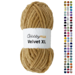 HobbyMia Velvet XL - Chenille Yarn for Crocheting - 100g / 74yds - (6) Super Bulky Yarn - Fluffy Yarn for Crochet - Crocheting Baby Blankets (14429 - Fawn, 1 Skein)