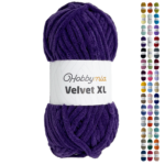 HobbyMia Velvet XL - Chenille Yarn for Crocheting - 100g / 74yds - (6) Super Bulky Yarn - Fluffy Yarn for Crochet - Crocheting Baby Blankets (1444 - Purple, 1 Skein)