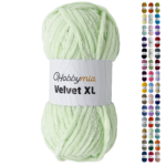 HobbyMia Velvet XL - Chenille Yarn for Crocheting - 100g / 74yds - (6) Super Bulky Yarn - Fluffy Yarn for Crochet - Crocheting Baby Blankets (14464 - Pixie Green, 1 Skein)