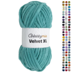 HobbyMia Velvet XL - Chenille Yarn for Crocheting - 100g / 74yds - (6) Super Bulky Yarn - Fluffy Yarn for Crochet - Crocheting Baby Blankets (14490 - Aqua Blue, 1 Skein)