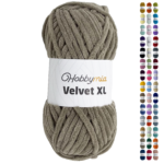 HobbyMia Velvet XL - Chenille Yarn for Crocheting - 100g / 74yds - (6) Super Bulky Yarn - Fluffy Yarn for Crochet - Crocheting Baby Blankets (14530 - Beaver, 1 Skein)
