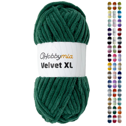HobbyMia Velvet XL - Chenille Yarn for Crocheting - 100g / 74yds - (6) Super Bulky Yarn - Fluffy Yarn for Crochet - Crocheting Baby Blankets (14532 - Mineral Green, 1 Skein)