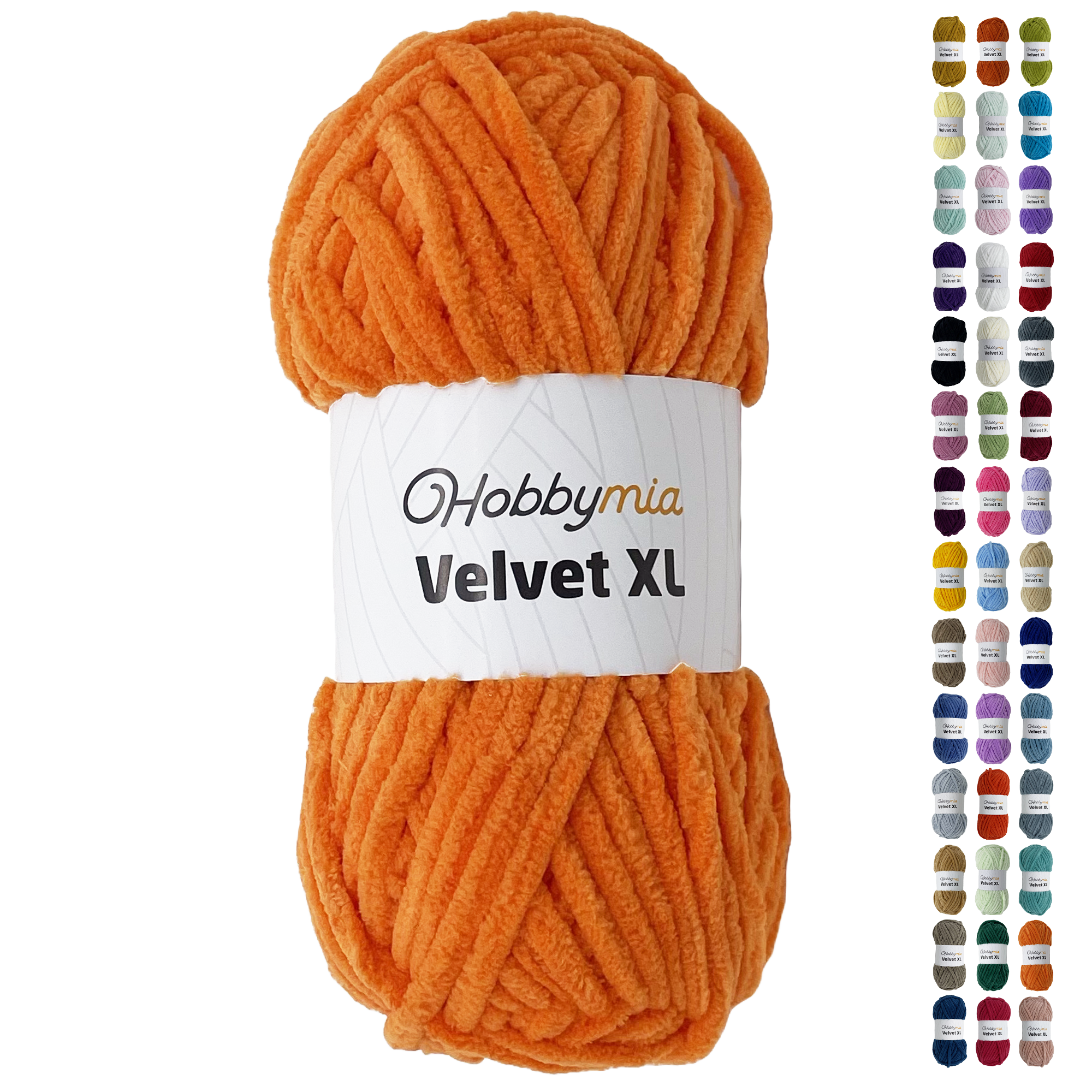 hobbymia-velvet-xl-1-14550-1.png HobbyMia Velvet XL - Chenille Yarn for Crocheting - 100g / 74yds - (6) Super Bulky Yarn - Fluffy Yarn for Crochet - Crocheting Baby Blankets (14550 - Mango Orange, 1 Skein) - Image 1