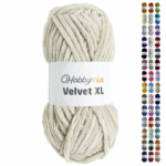 HobbyMia Velvet XL - Chenille Yarn for Crocheting - 100g / 74yds - (6) Super Bulky Yarn - Fluffy Yarn for Crochet - Crocheting Baby Blankets (14599 - Pearl Bush, 1 Skein)