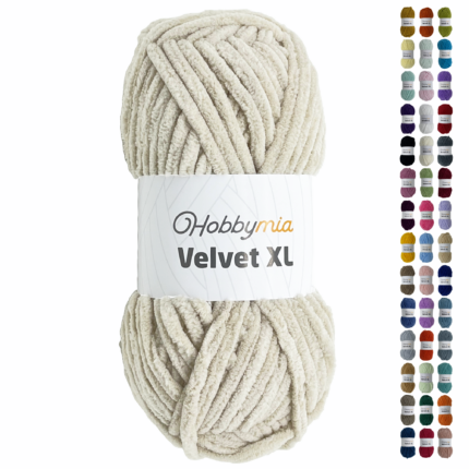 HobbyMia Velvet XL - Chenille Yarn for Crocheting - 100g / 74yds - (6) Super Bulky Yarn - Fluffy Yarn for Crochet - Crocheting Baby Blankets (14599 - Pearl Bush, 1 Skein)
