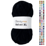 HobbyMia Velvet XL - Chenille Yarn for Crocheting - 100g / 74yds - (6) Super Bulky Yarn - Fluffy Yarn for Crochet - Crocheting Baby Blankets (1460 - Black, 1 Skein)