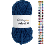 HobbyMia Velvet XL - Chenille Yarn for Crocheting - 100g / 74yds - (6) Super Bulky Yarn - Fluffy Yarn for Crochet - Crocheting Baby Blankets (14646 - Chathams Blue, 1 Skein)