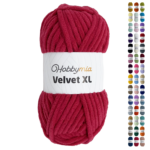 HobbyMia Velvet XL - Chenille Yarn for Crocheting - 100g / 74yds - (6) Super Bulky Yarn - Fluffy Yarn for Crochet - Crocheting Baby Blankets (14798 - Raspberry, 1 Skein)