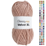 HobbyMia Velvet XL - Chenille Yarn for Crocheting - 100g / 74yds - (6) Super Bulky Yarn - Fluffy Yarn for Crochet - Crocheting Baby Blankets (14866 - Deep Peach, 1 Skein)