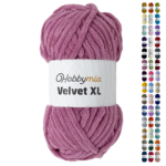 HobbyMia Velvet XL - Chenille Yarn for Crocheting - 100g / 74yds - (6) Super Bulky Yarn - Fluffy Yarn for Crochet - Crocheting Baby Blankets (1498 - Dull Pink, 1 Skein)