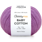 HobbyMia Baby Cotton Yarn for Crocheting - 50g / 180yds - (2) Fine, Sport Weight Yarn - Soft Amigurumi Yarn for Crochet Thread - 60% Cotton & 40% Acrylic (Dark Lilac, 1 Ball)