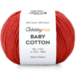 HobbyMia Baby Cotton Yarn for Crocheting - 50g / 180yds - (2) Fine, Sport Weight Yarn - Soft Amigurumi Yarn for Crochet Thread - 60% Cotton & 40% Acrylic (Dark Coral, 1 Ball)