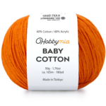 HobbyMia Baby Cotton Yarn for Crocheting - 50g / 180yds - (2) Fine, Sport Weight Yarn - Soft Amigurumi Yarn for Crochet Thread - 60% Cotton & 40% Acrylic (Orange, 1 Ball)
