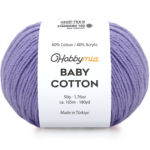 HobbyMia Baby Cotton Yarn for Crocheting - 50g / 180yds - (2) Fine, Sport Weight Yarn - Soft Amigurumi Yarn for Crochet Thread - 60% Cotton & 40% Acrylic (Lilac, 1 Ball)