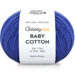 HobbyMia Baby Cotton Yarn for Crocheting - 50g / 180yds - (2) Fine, Sport Weight Yarn - Soft Amigurumi Yarn for Crochet Thread - 60% Cotton & 40% Acrylic (Royal Blue, 1 Ball)