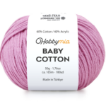HobbyMia Baby Cotton Yarn for Crocheting - 50g / 180yds - (2) Fine, Sport Weight Yarn - Soft Amigurumi Yarn for Crochet Thread - 60% Cotton & 40% Acrylic (Pastel Violet, 1 Ball)