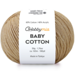HobbyMia Baby Cotton Yarn for Crocheting - 50g / 180yds - (2) Fine, Sport Weight Yarn - Soft Amigurumi Yarn for Crochet Thread - 60% Cotton & 40% Acrylic (Beige, 1 Ball)