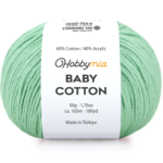 HobbyMia Baby Cotton Yarn for Crocheting - 50g / 180yds - (2) Fine, Sport Weight Yarn - Soft Amigurumi Yarn for Crochet Thread - 60% Cotton & 40% Acrylic (Mint, 1 Ball)