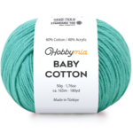 HobbyMia Baby Cotton Yarn for Crocheting - 50g / 180yds - (2) Fine, Sport Weight Yarn - Soft Amigurumi Yarn for Crochet Thread - 60% Cotton & 40% Acrylic (Light Sea Green, 1 Ball)