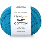 HobbyMia Baby Cotton Yarn for Crocheting - 50g / 180yds - (2) Fine, Sport Weight Yarn - Soft Amigurumi Yarn for Crochet Thread - 60% Cotton & 40% Acrylic (Sochi Blue, 1 Ball)