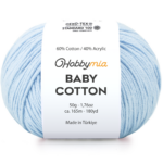 HobbyMia Baby Cotton Yarn for Crocheting - 50g / 180yds - (2) Fine, Sport Weight Yarn - Soft Amigurumi Yarn for Crochet Thread - 60% Cotton & 40% Acrylic (So Light Blue, 1 Ball)