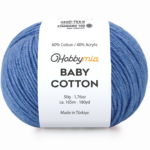HobbyMia Baby Cotton Yarn for Crocheting - 50g / 180yds - (2) Fine, Sport Weight Yarn - Soft Amigurumi Yarn for Crochet Thread - 60% Cotton & 40% Acrylic (Denim Blue, 1 Ball)