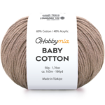 HobbyMia Baby Cotton Yarn for Crocheting - 50g / 180yds - (2) Fine, Sport Weight Yarn - Soft Amigurumi Yarn for Crochet Thread - 60% Cotton & 40% Acrylic (Milky Brown, 1 Ball)