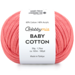 HobbyMia Baby Cotton Yarn for Crocheting - 50g / 180yds - (2) Fine, Sport Weight Yarn - Soft Amigurumi Yarn for Crochet Thread - 60% Cotton & 40% Acrylic (Light Salmon Pink, 1 Ball)