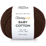 HobbyMia Baby Cotton Yarn for Crocheting - 50g / 180yds - (2) Fine, Sport Weight Yarn - Soft Amigurumi Yarn for Crochet Thread - 60% Cotton & 40% Acrylic (Brown, 1 Ball)