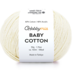 HobbyMia Baby Cotton Yarn for Crocheting - 50g / 180yds - (2) Fine, Sport Weight Yarn - Soft Amigurumi Yarn for Crochet Thread - 60% Cotton & 40% Acrylic (Cream, 1 Ball)