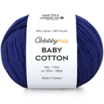 HobbyMia Baby Cotton Yarn for Crocheting - 50g / 180yds - (2) Fine, Sport Weight Yarn - Soft Amigurumi Yarn for Crochet Thread - 60% Cotton & 40% Acrylic (Navy Blue, 1 Ball)