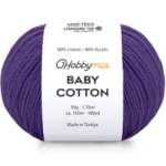HobbyMia Baby Cotton Yarn for Crocheting - 50g / 180yds - (2) Fine, Sport Weight Yarn - Soft Amigurumi Yarn for Crochet Thread - 60% Cotton & 40% Acrylic (Dark Levander, 1 Ball)