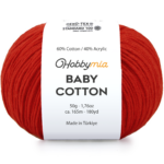 HobbyMia Baby Cotton Yarn for Crocheting - 50g / 180yds - (2) Fine, Sport Weight Yarn - Soft Amigurumi Yarn for Crochet Thread - 60% Cotton & 40% Acrylic (Pomegranate, 1 Ball)