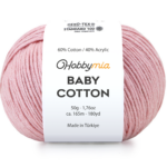 HobbyMia Baby Cotton Yarn for Crocheting - 50g / 180yds - (2) Fine, Sport Weight Yarn - Soft Amigurumi Yarn for Crochet Thread - 60% Cotton & 40% Acrylic (Baby Pink, 1 Ball)