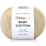 HobbyMia Baby Cotton Yarn for Crocheting - 50g / 180yds - (2) Fine, Sport Weight Yarn - Soft Amigurumi Yarn for Crochet Thread - 60% Cotton & 40% Acrylic (Vanilla, 1 Ball)
