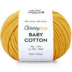 HobbyMia Baby Cotton Yarn for Crocheting - 50g / 180yds - (2) Fine, Sport Weight Yarn - Soft Amigurumi Yarn for Crochet Thread - 60% Cotton & 40% Acrylic (Saffron Orange, 1 Ball)