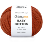 HobbyMia Baby Cotton Yarn for Crocheting - 50g / 180yds - (2) Fine, Sport Weight Yarn - Soft Amigurumi Yarn for Crochet Thread - 60% Cotton & 40% Acrylic (Brown Rust, 1 Ball)