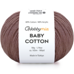HobbyMia Baby Cotton Yarn for Crocheting - 50g / 180yds - (2) Fine, Sport Weight Yarn - Soft Amigurumi Yarn for Crochet Thread - 60% Cotton & 40% Acrylic (Purplish Brown, 1 Ball)
