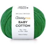 HobbyMia Baby Cotton Yarn for Crocheting - 50g / 180yds - (2) Fine, Sport Weight Yarn - Soft Amigurumi Yarn for Crochet Thread - 60% Cotton & 40% Acrylic (Forest Green, 1 Ball)