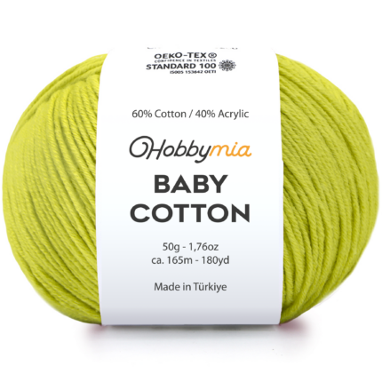 HobbyMia Baby Cotton Yarn for Crocheting - 50g / 180yds - (2) Fine, Sport Weight Yarn - Soft Amigurumi Yarn for Crochet Thread - 60% Cotton & 40% Acrylic (Wattle, 1 Ball)