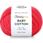 HobbyMia Baby Cotton Yarn for Crocheting - 50g / 180yds - (2) Fine, Sport Weight Yarn - Soft Amigurumi Yarn for Crochet Thread - 60% Cotton & 40% Acrylic (Watermelon, 1 Ball)